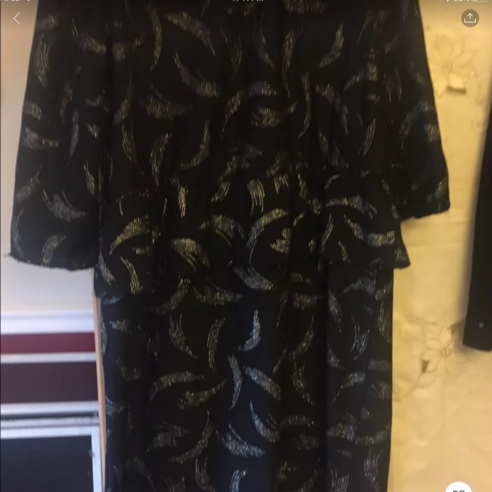 Black dress with silver swirls